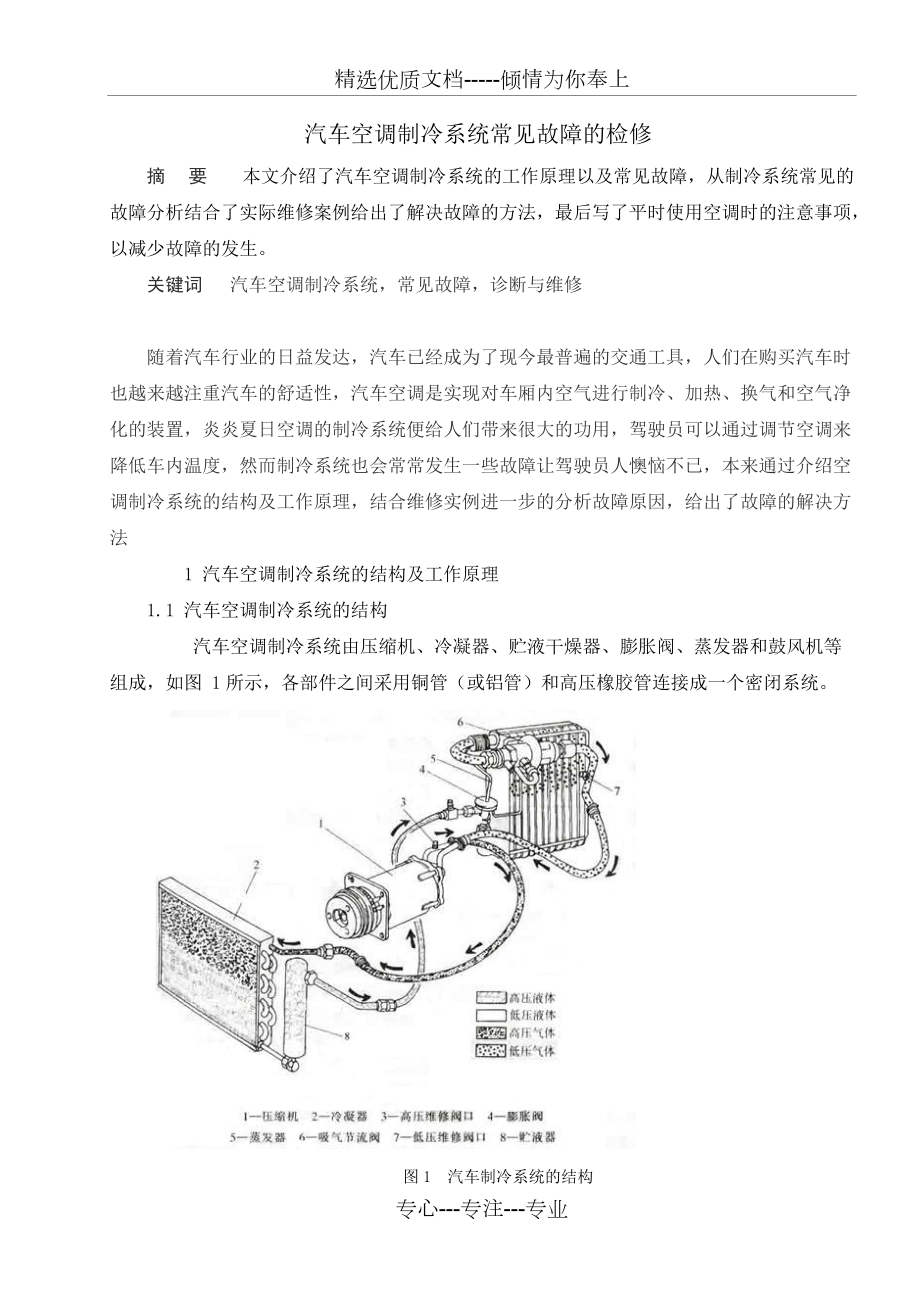 汽车空调制冷系统常见故障的检修(共6页)_第1页