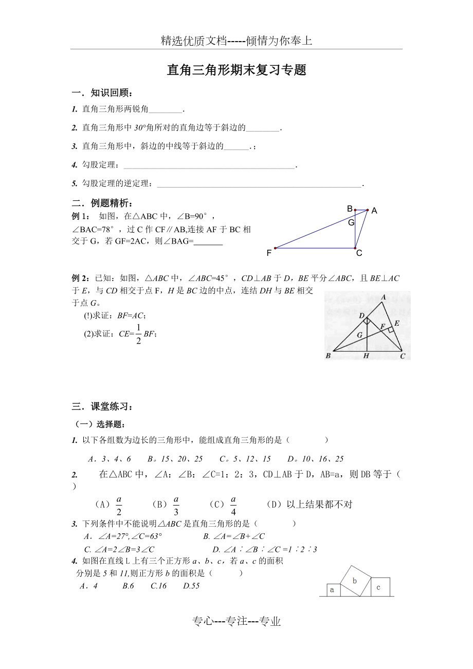 直角三角形期末复习专题(共4页)_第1页