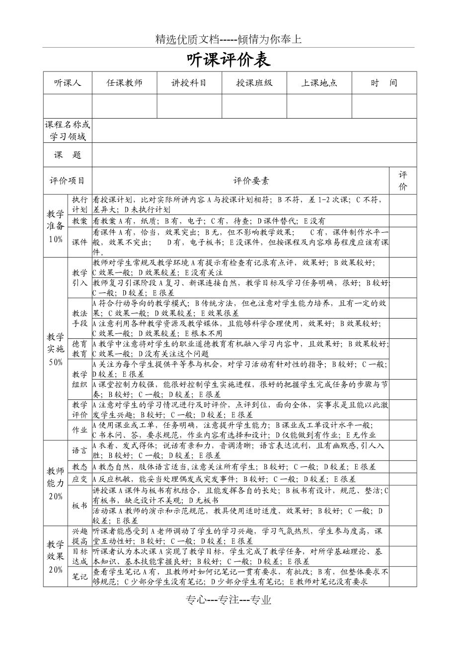 教師聽課評價表模板(共3頁)_第1頁