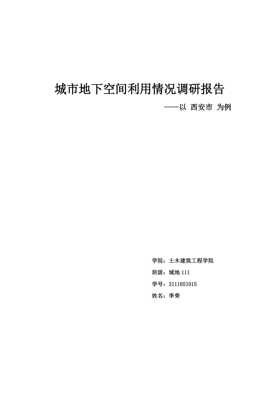 城市地下空间利用情况调研报告_第1页