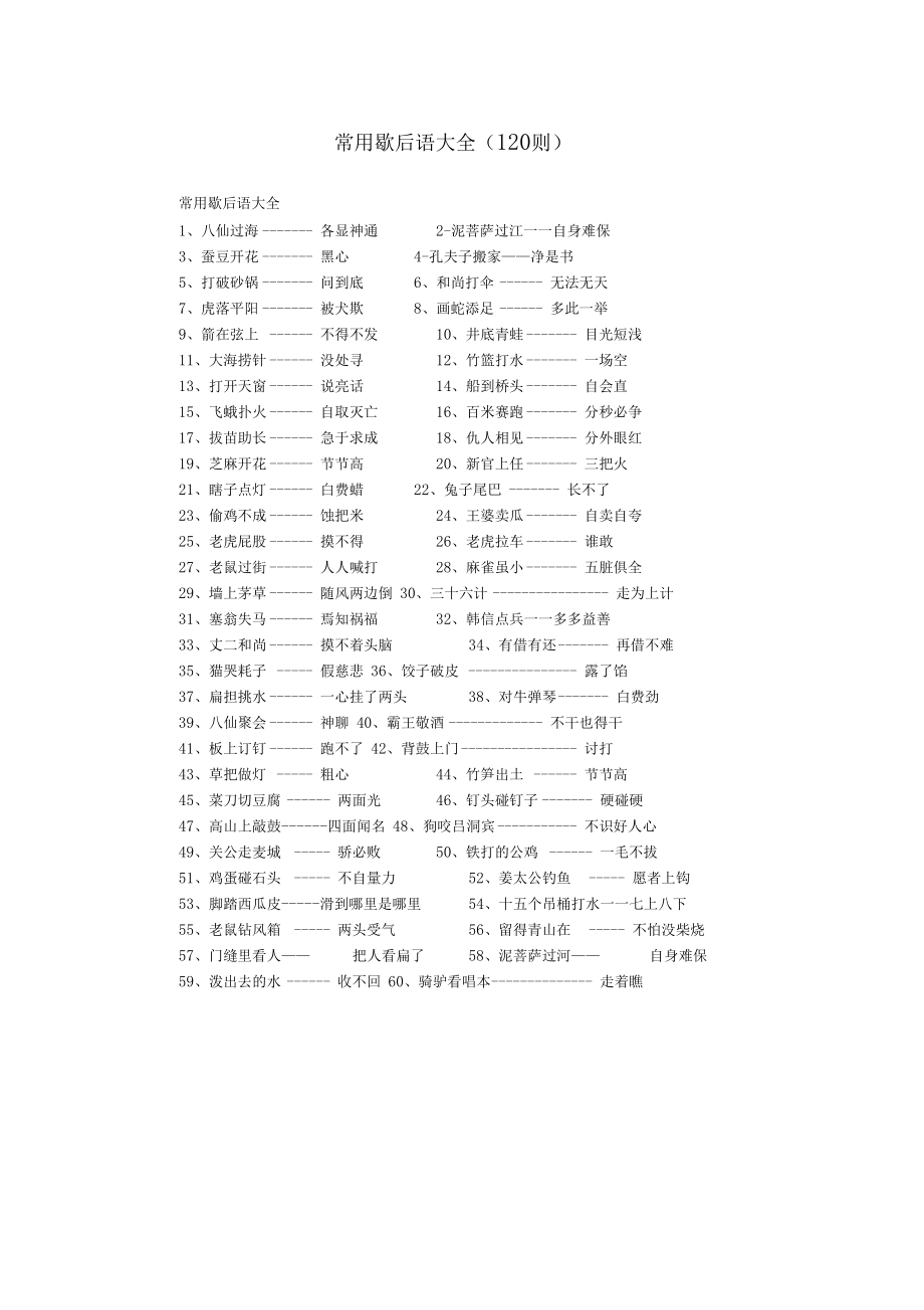 常用歇后语大全120则_第1页