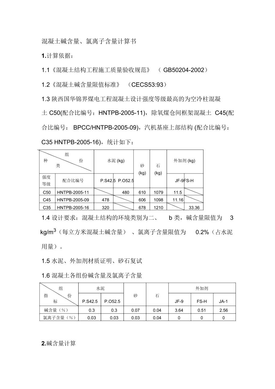 混凝土碱含量氯离子含量计算书_第1页