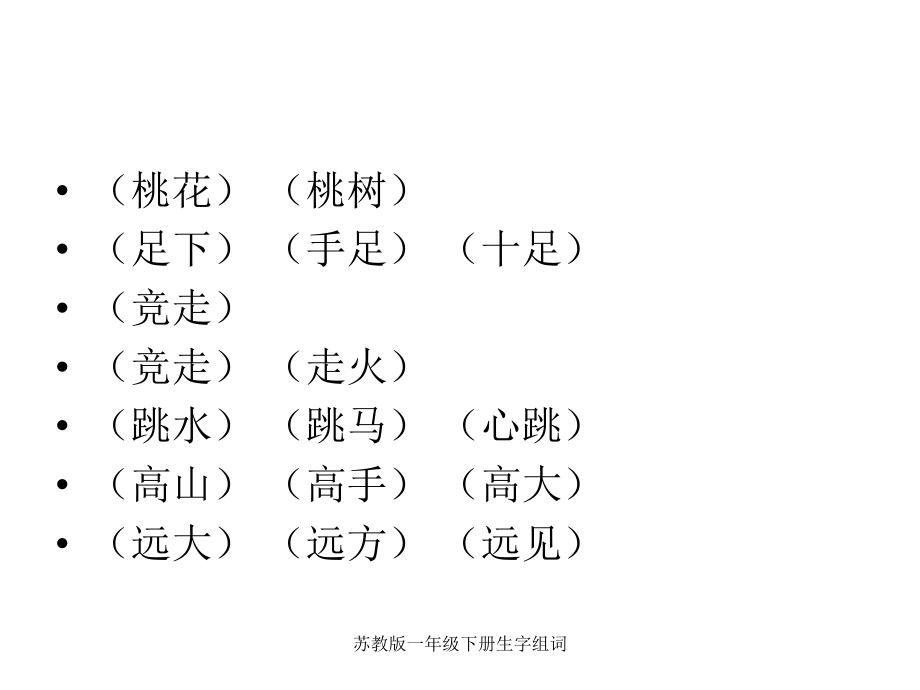 蘇教版一年級下冊生字組詞