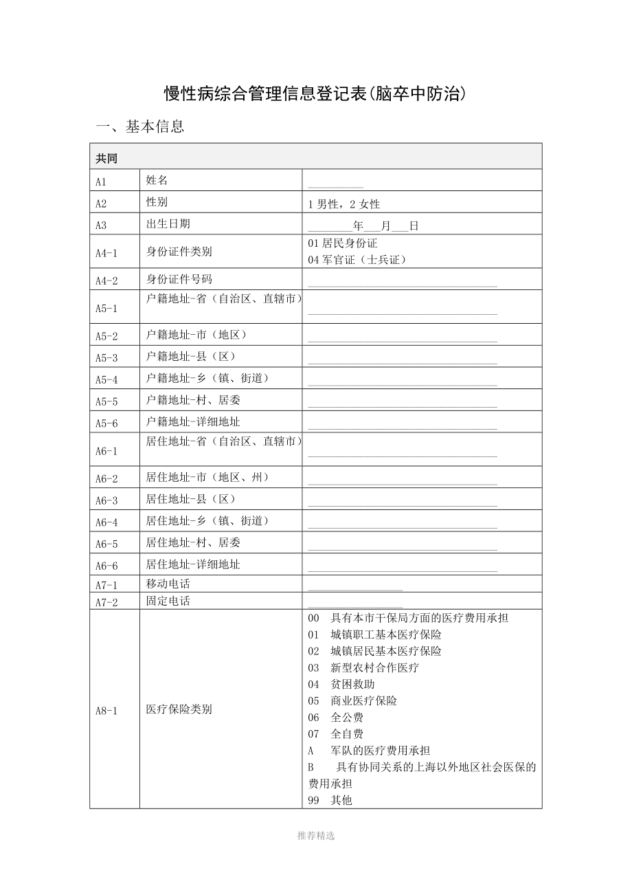 脑卒中高危人群初筛表(草)_第1页