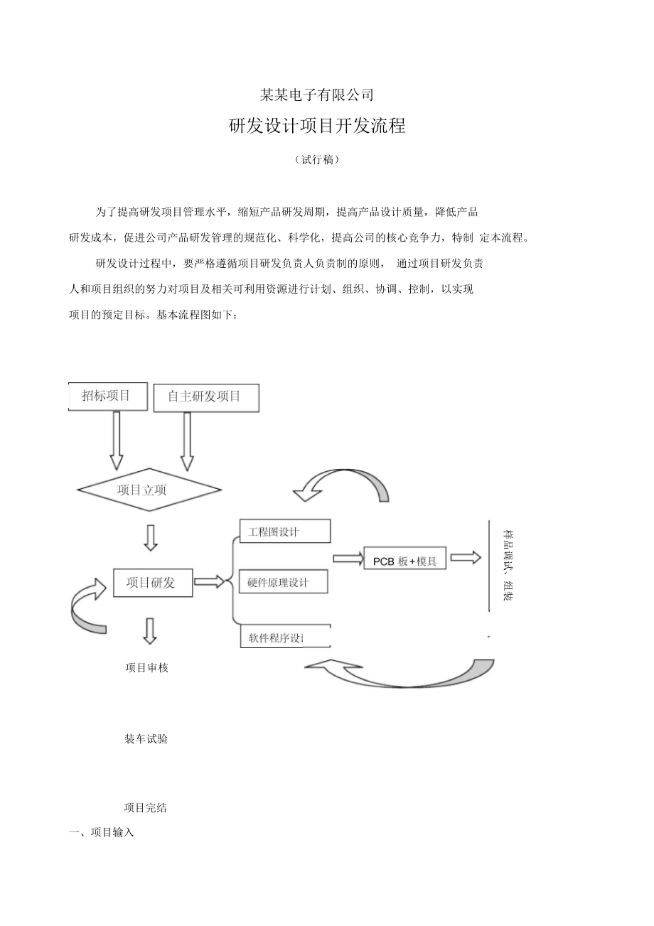 某公司研发设计项目管理流程_第1页