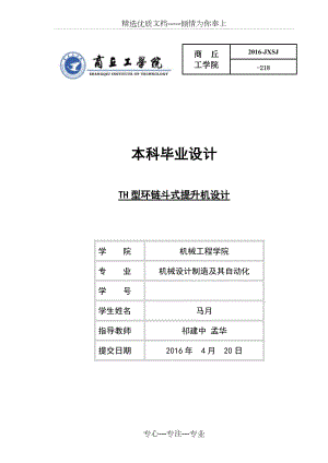 TH型環(huán)鏈斗式提升機(jī)設(shè)計剖析(共41頁)