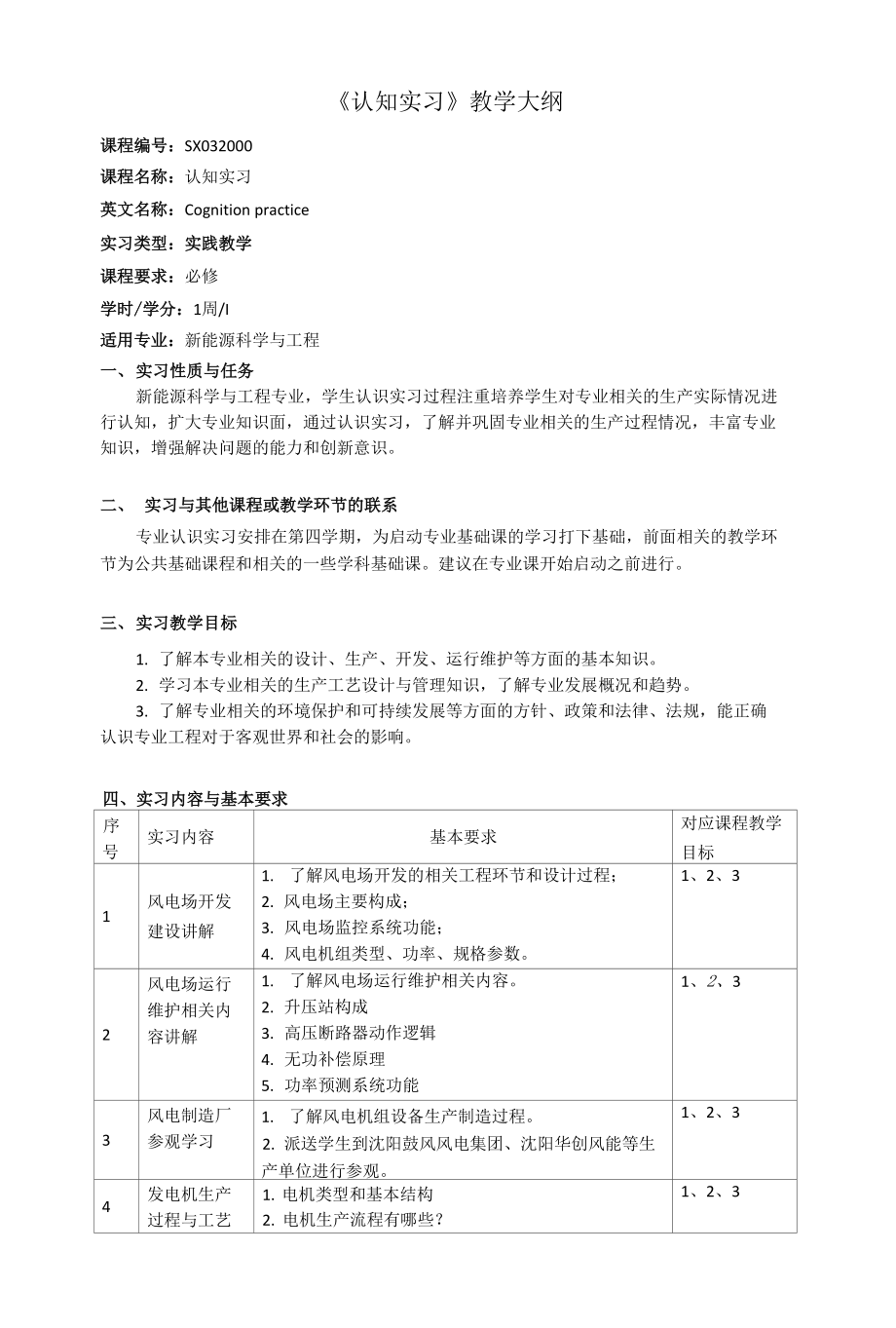 《认知实习》课程教学大纲（本科）_第1页