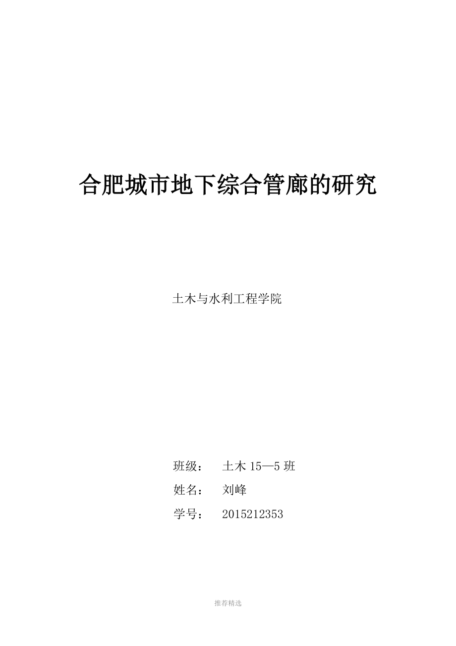 合肥城市地下综合管廊的研究_第1页