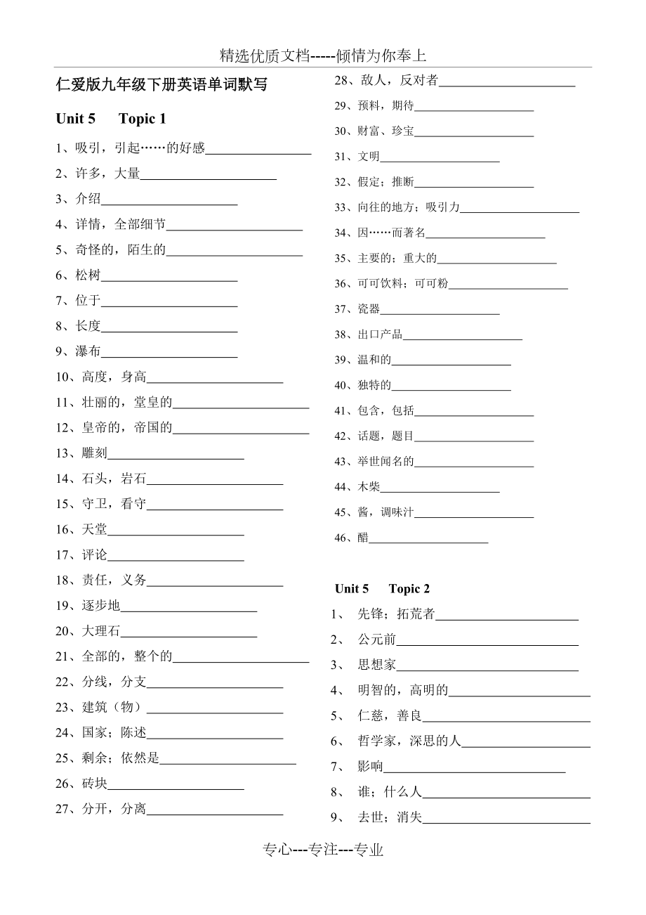 仁爱版九年级下册英语单词默写(共6页)_第1页