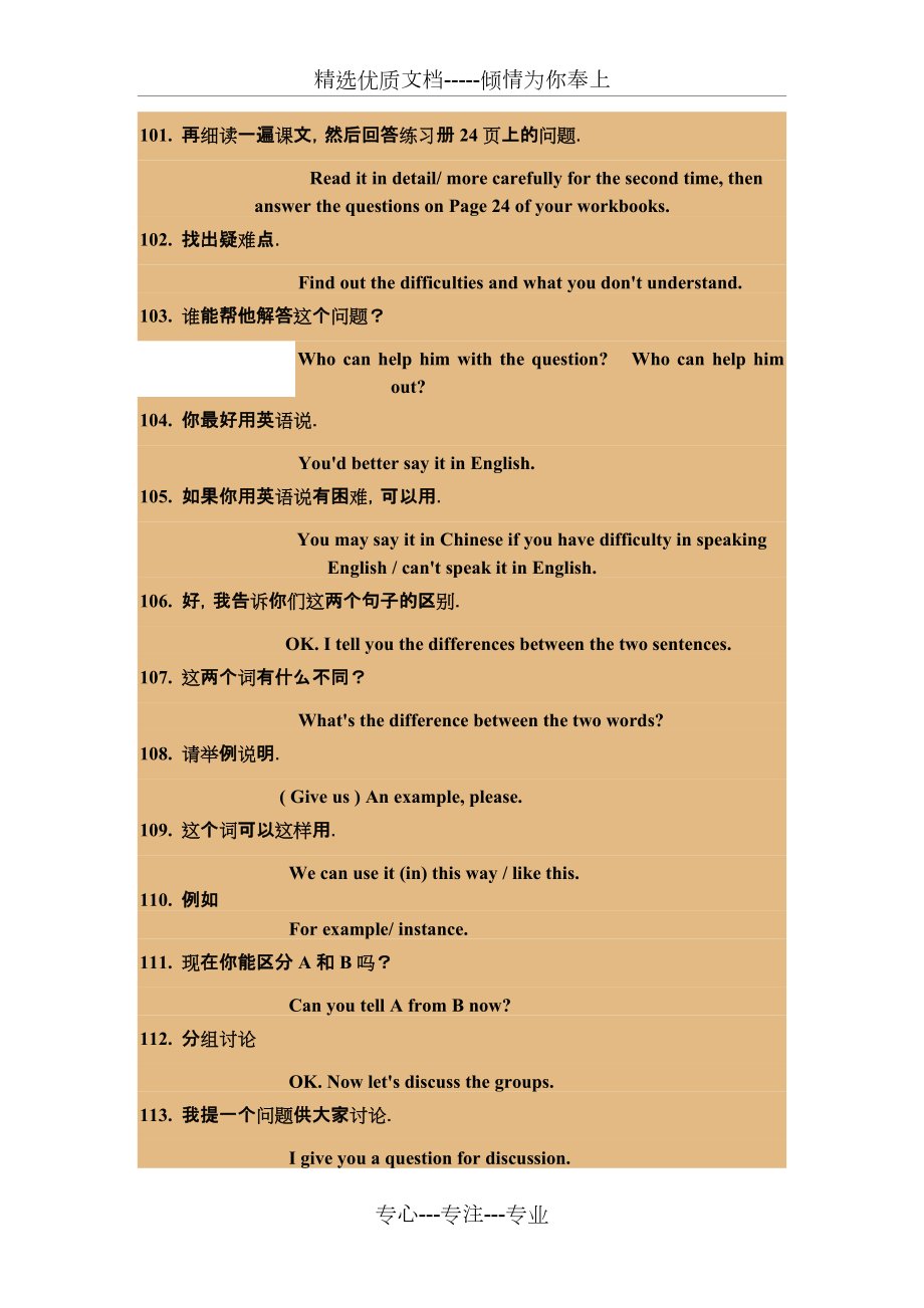 初中英语教师课堂教学常用语(共11页)_第1页