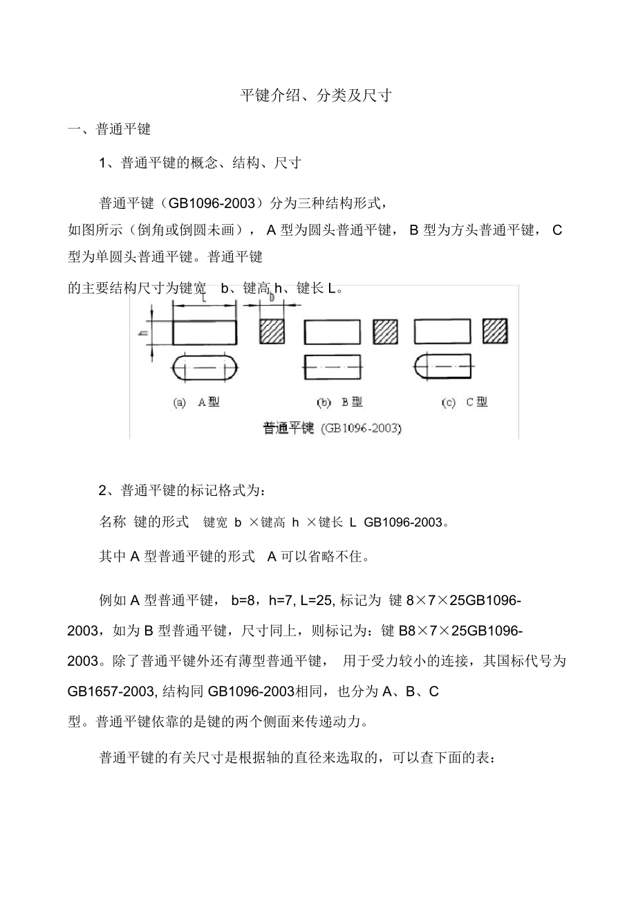 平键介绍、分类及尺寸_第1页
