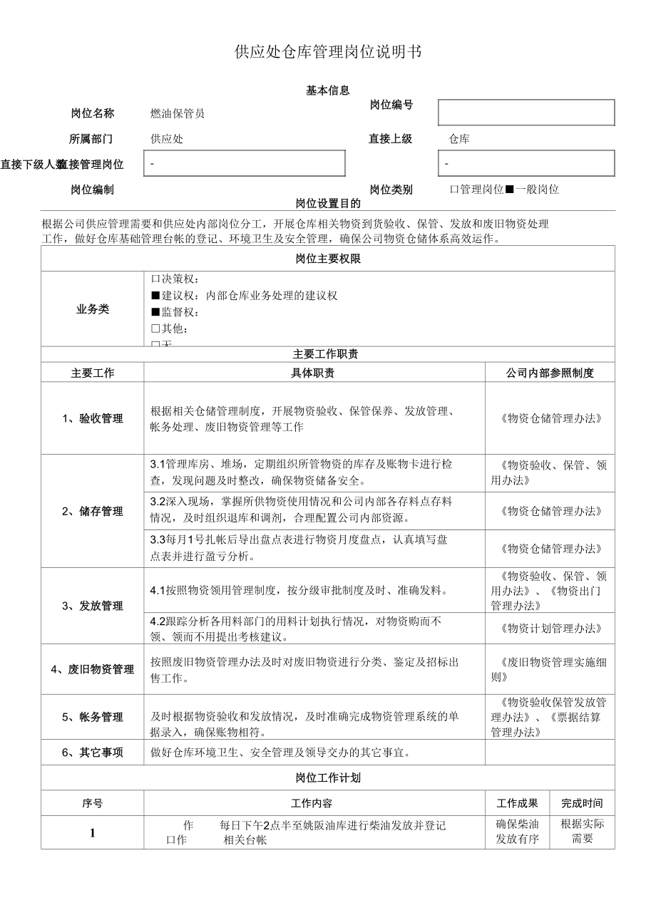 仓库保管员岗位说明书 (5)_第1页