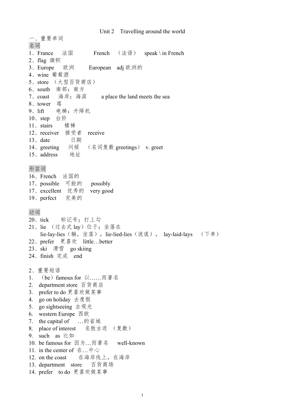 新版深圳牛津英语 七年级下Unit 2Travelling around the world_第1页