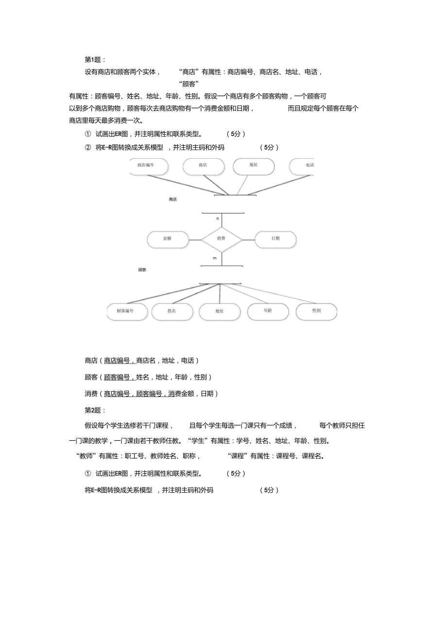 数据库10个ER图练习题(只有ER图)_第1页