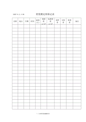 密度測定原始記錄報告單