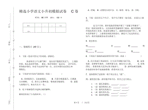 精选小学语文小升初模拟试卷C卷