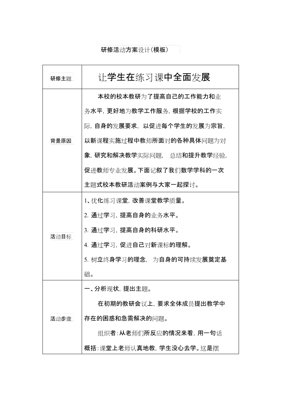 小学数学研修方案[共4页]_第1页