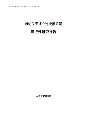 潍坊关于成立逆变器公司可行性研究报告（范文参考）