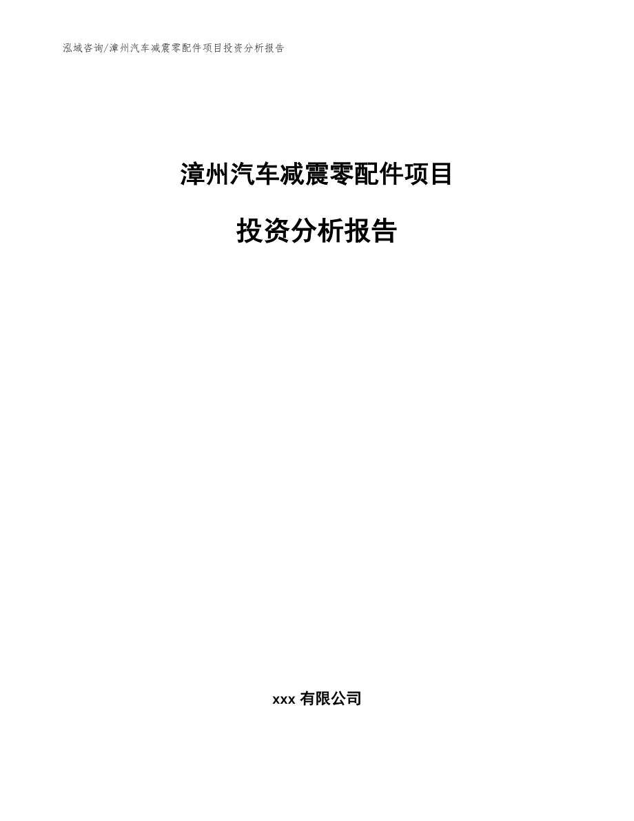 漳州汽车减震零配件项目投资分析报告【模板】_第1页