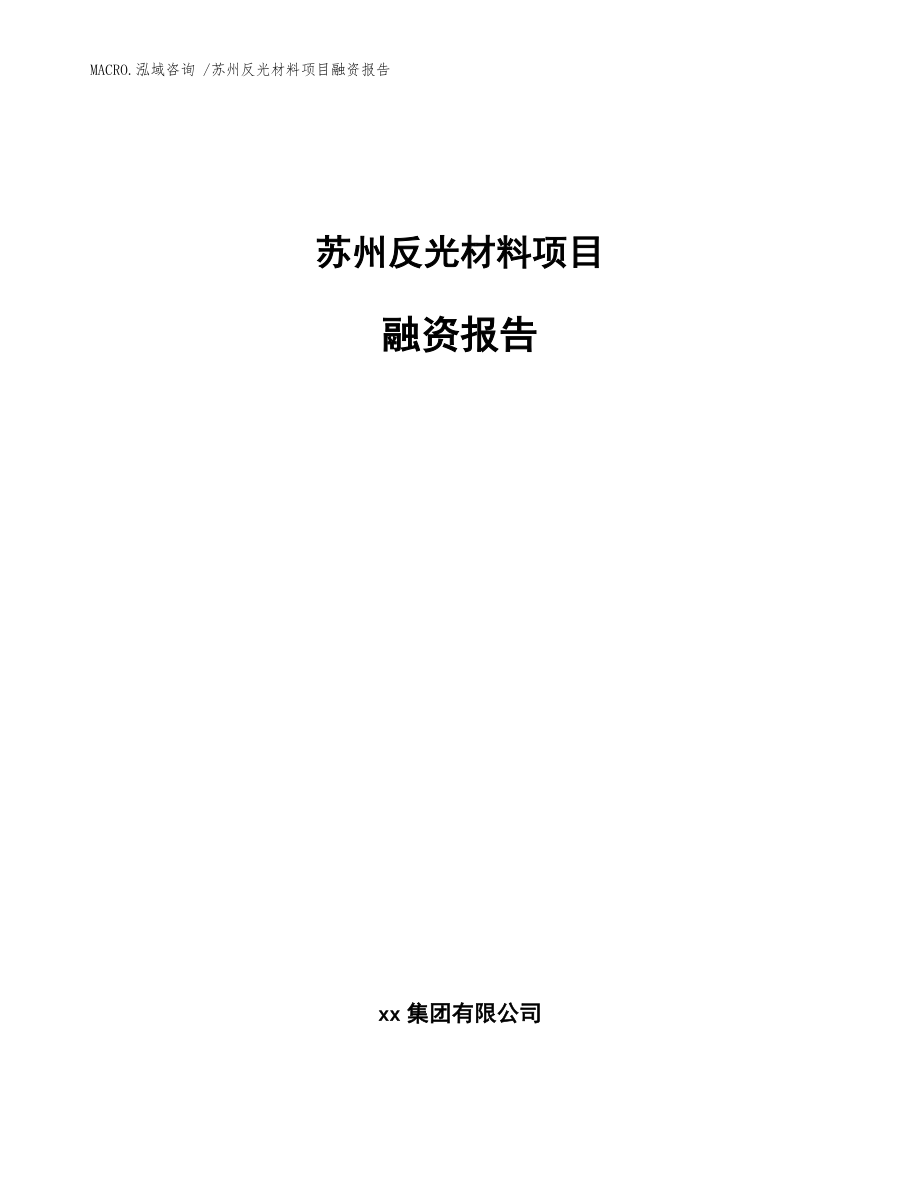 苏州反光材料项目融资报告_模板参考_第1页