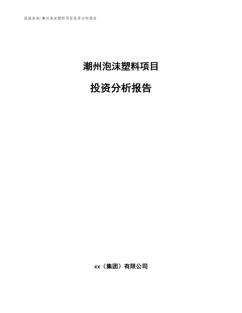 潮州泡沫塑料项目投资分析报告【模板参考】_第1页