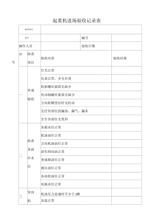 起重機、汽車起重機驗收記錄(二)