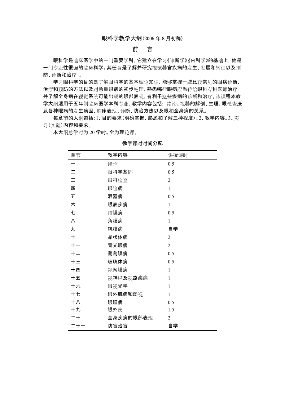 眼科學(xué)教學(xué)大綱-臨床醫(yī)學(xué)專業(yè)_第1頁