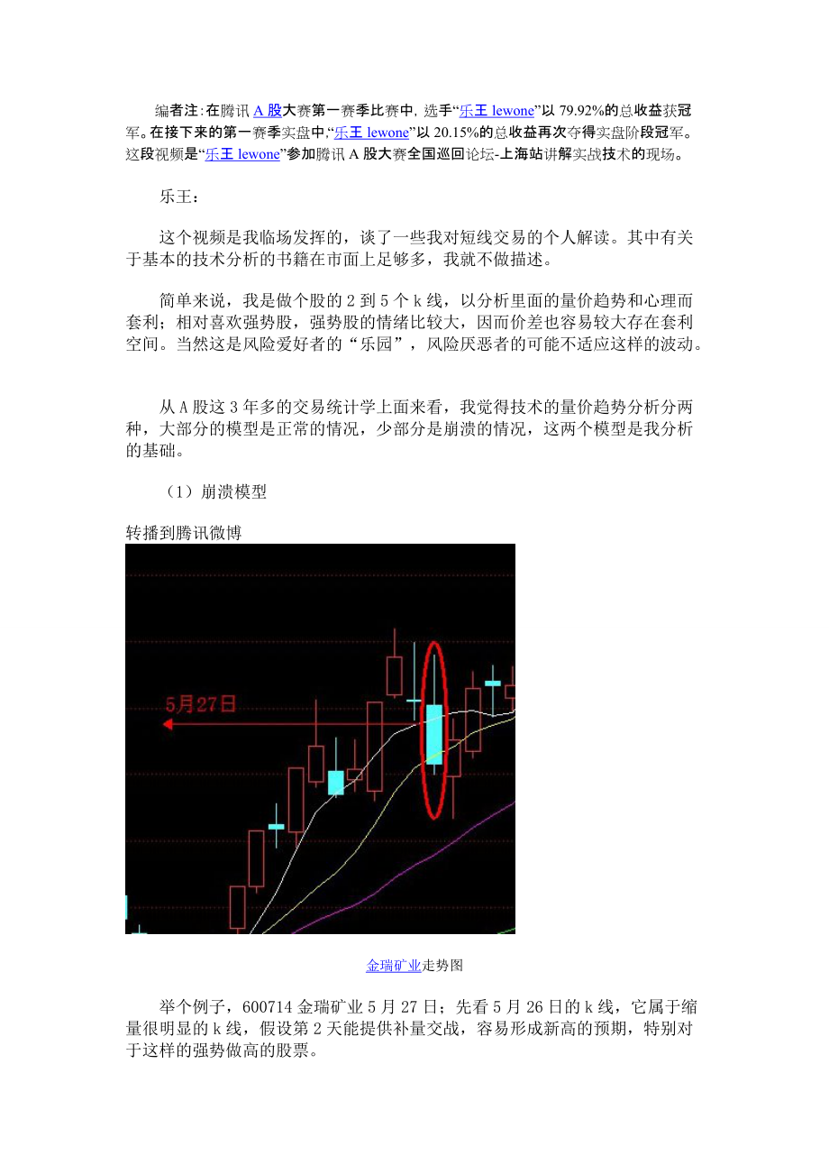 【經(jīng)濟(jì)金融】炒股大賽冠軍實(shí)盤短線交易的技巧_第1頁