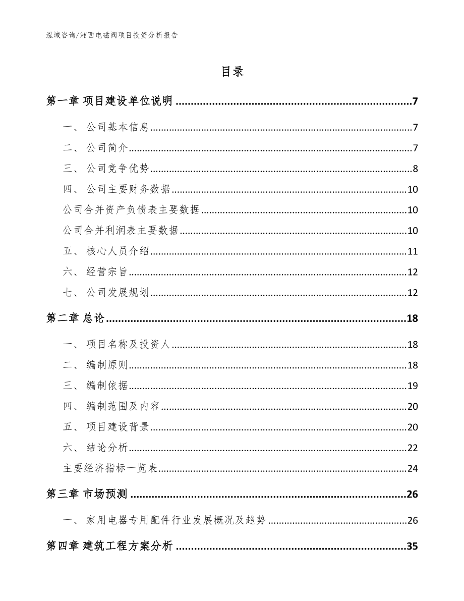 湘西电磁阀项目投资分析报告范文_第1页