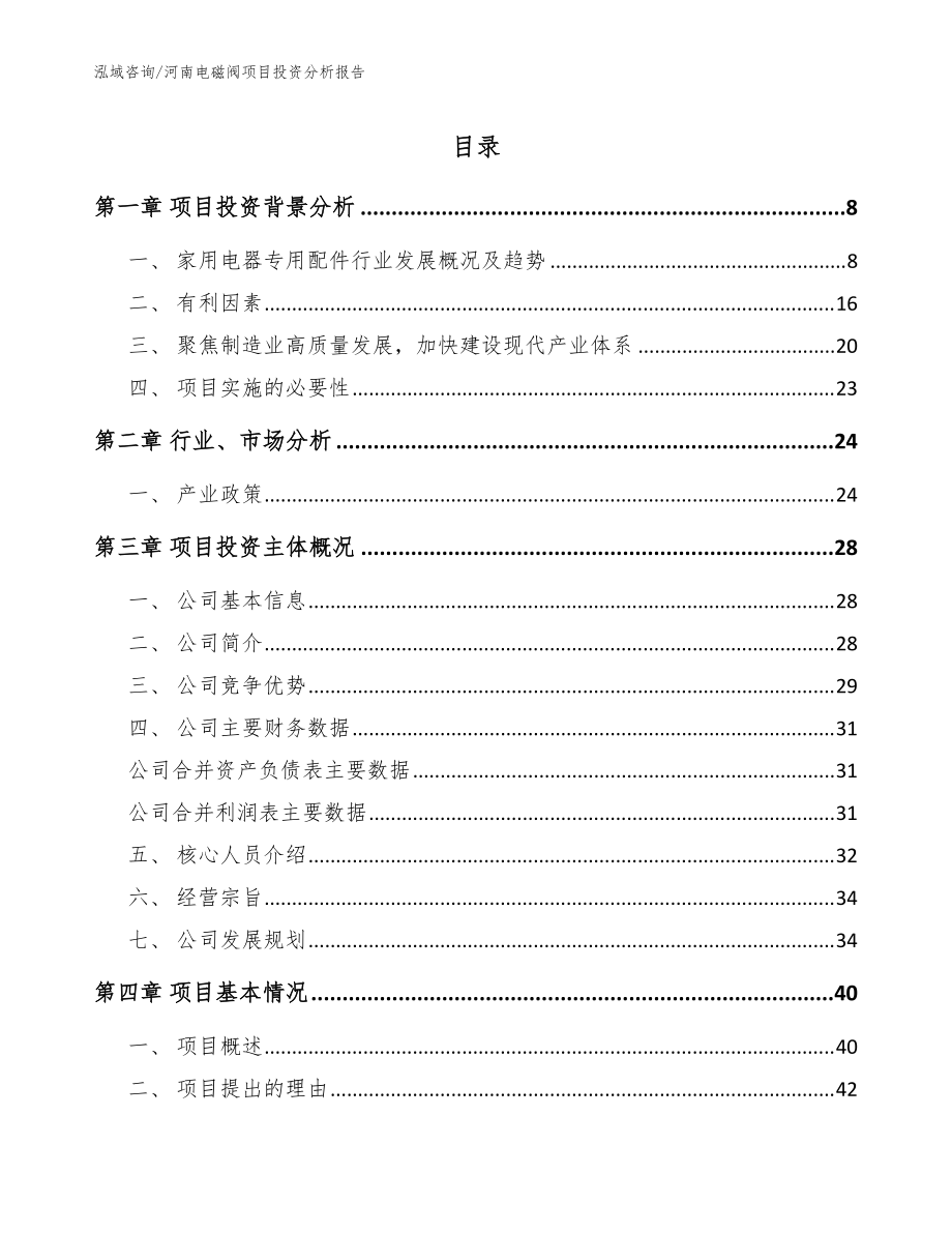 河南电磁阀项目投资分析报告范文_第1页