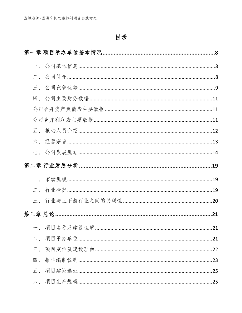 景洪有机硅添加剂项目实施方案【模板范本】_第1页