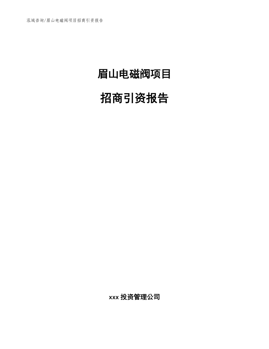 眉山电磁阀项目招商引资报告参考模板_第1页