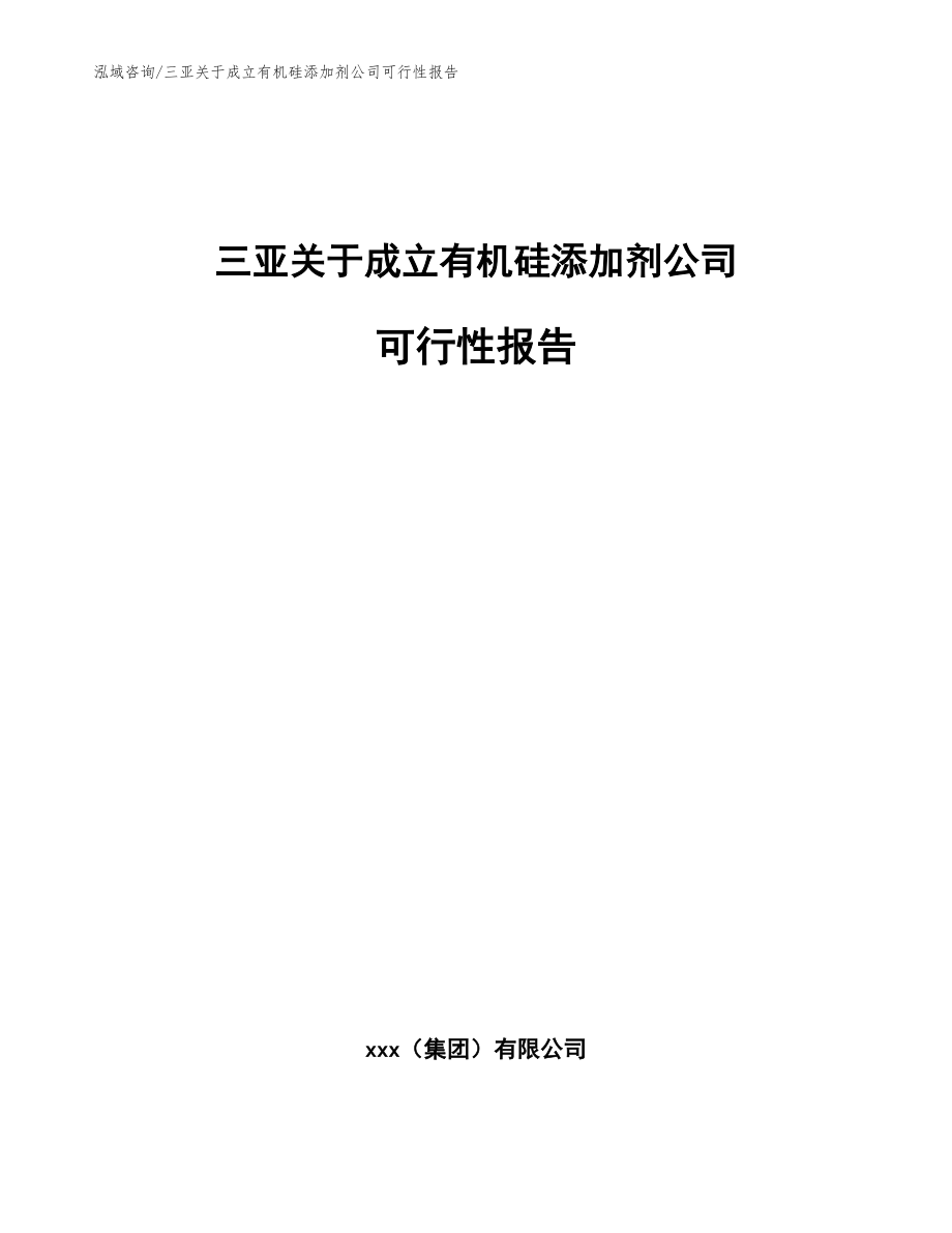 三亚关于成立有机硅添加剂公司可行性报告（模板参考）_第1页