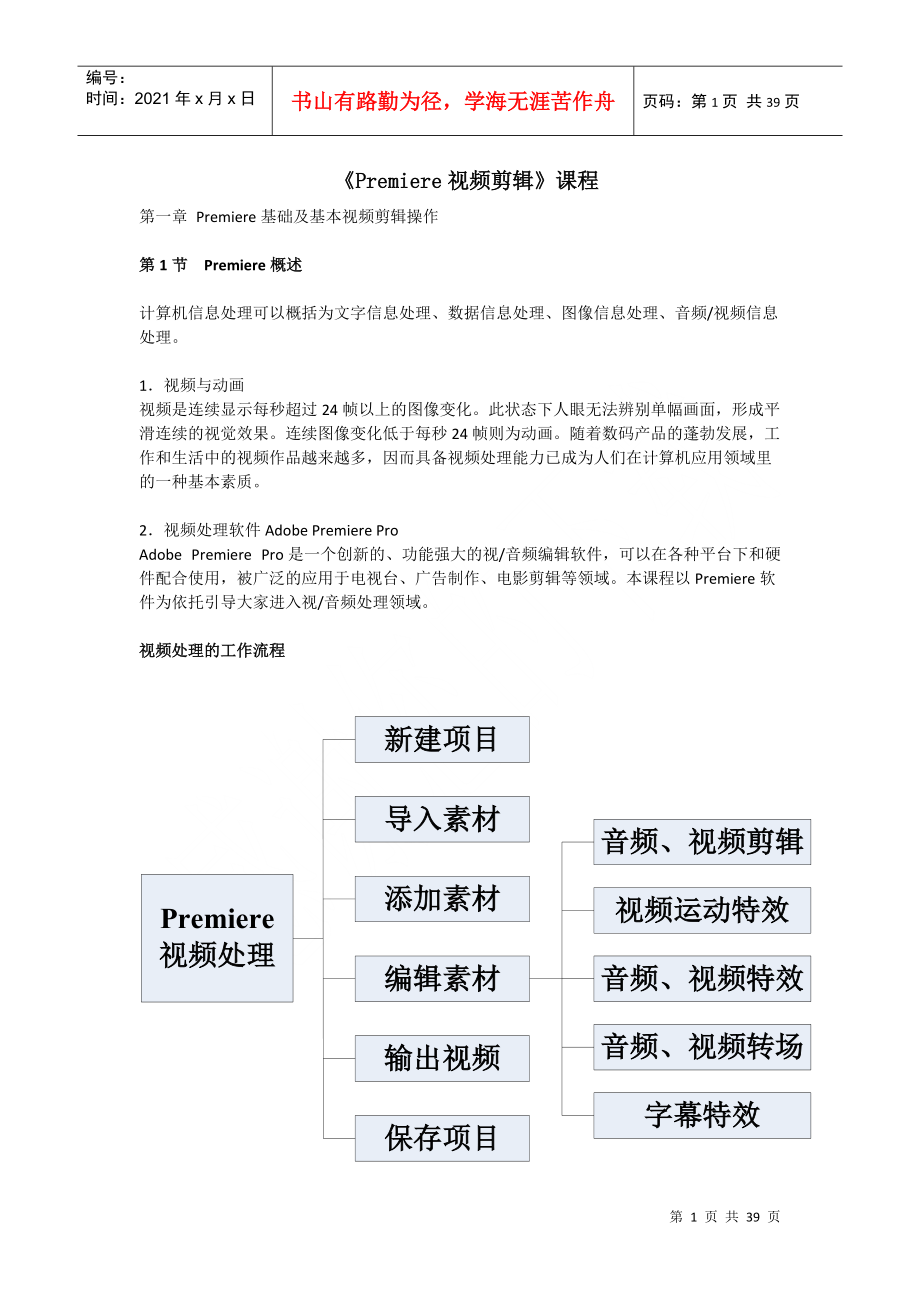 《影視后期制作》培訓(xùn)課程資料(DOC33頁)_第1頁