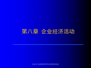 社会主义政治经济学企业经济活动课件