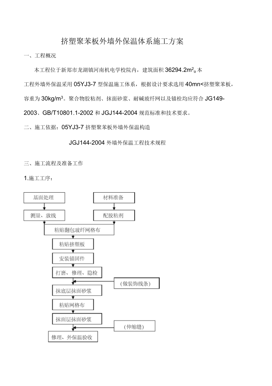 挤塑聚苯板外墙外保温体系施工方案_第1页