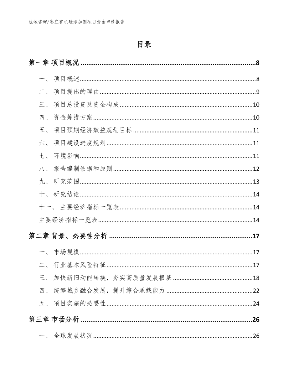 枣庄有机硅添加剂项目资金申请报告（模板参考）_第1页
