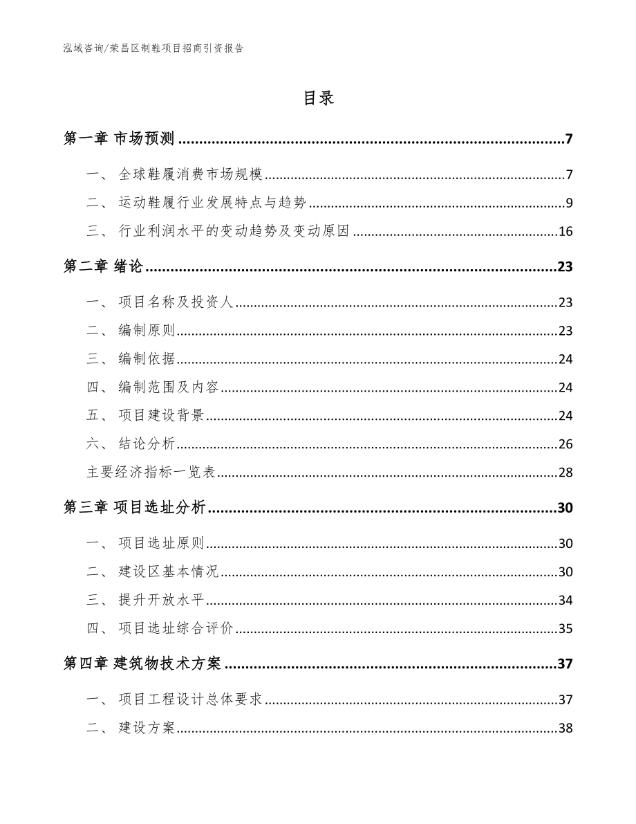 荣昌区制鞋项目招商引资报告参考模板_第1页