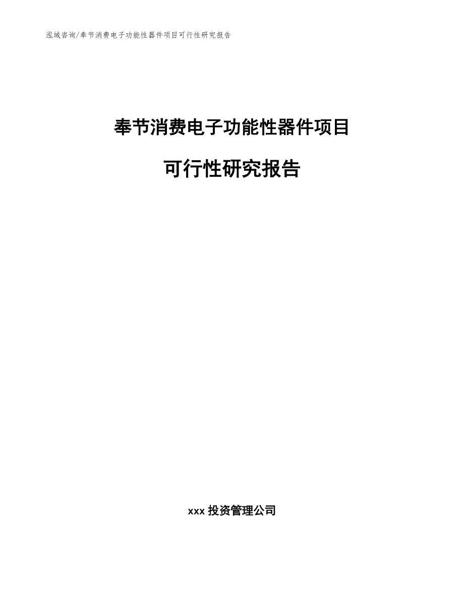奉节消费电子功能性器件项目可行性研究报告【范文模板】_第1页