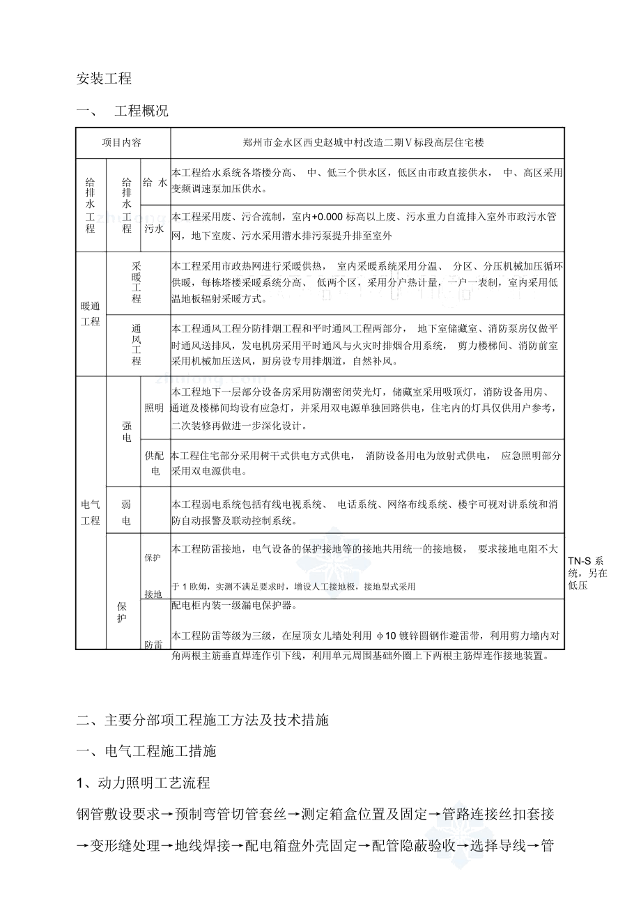 郑州市某高层住宅水电安装施工方案_secret_第1页