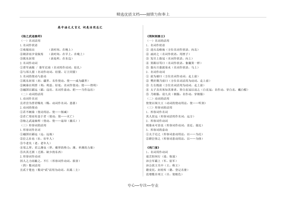 高中文言文人教版必修一至五【詞類活用】總結(jié)歸納梳理(共7頁)_第1頁