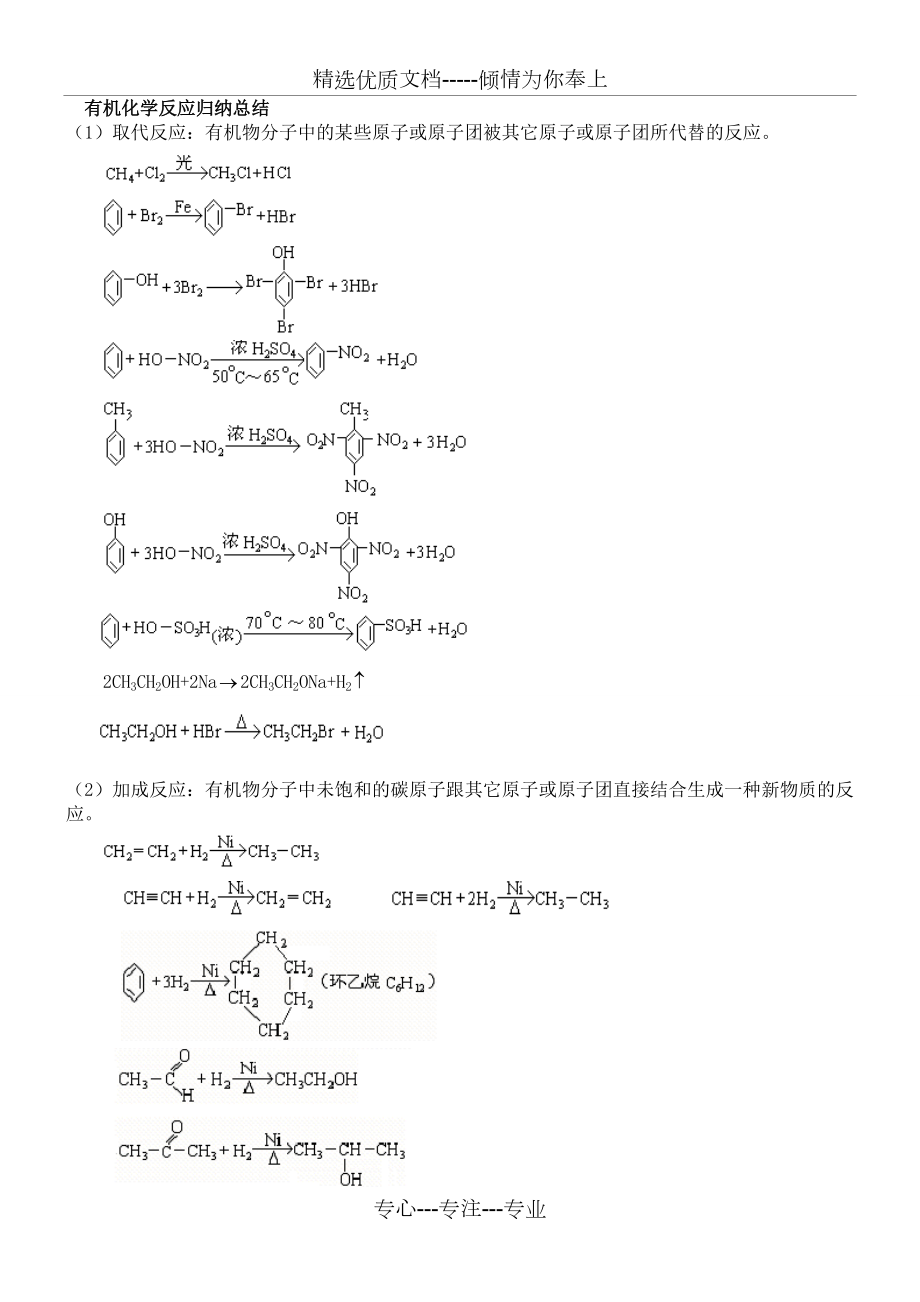 人教版选修五有机化学方程式总结-归纳(共3页)_第1页