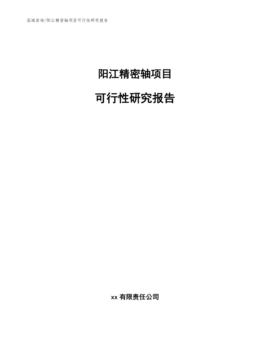 阳江精密轴项目可行性研究报告（范文参考）_第1页