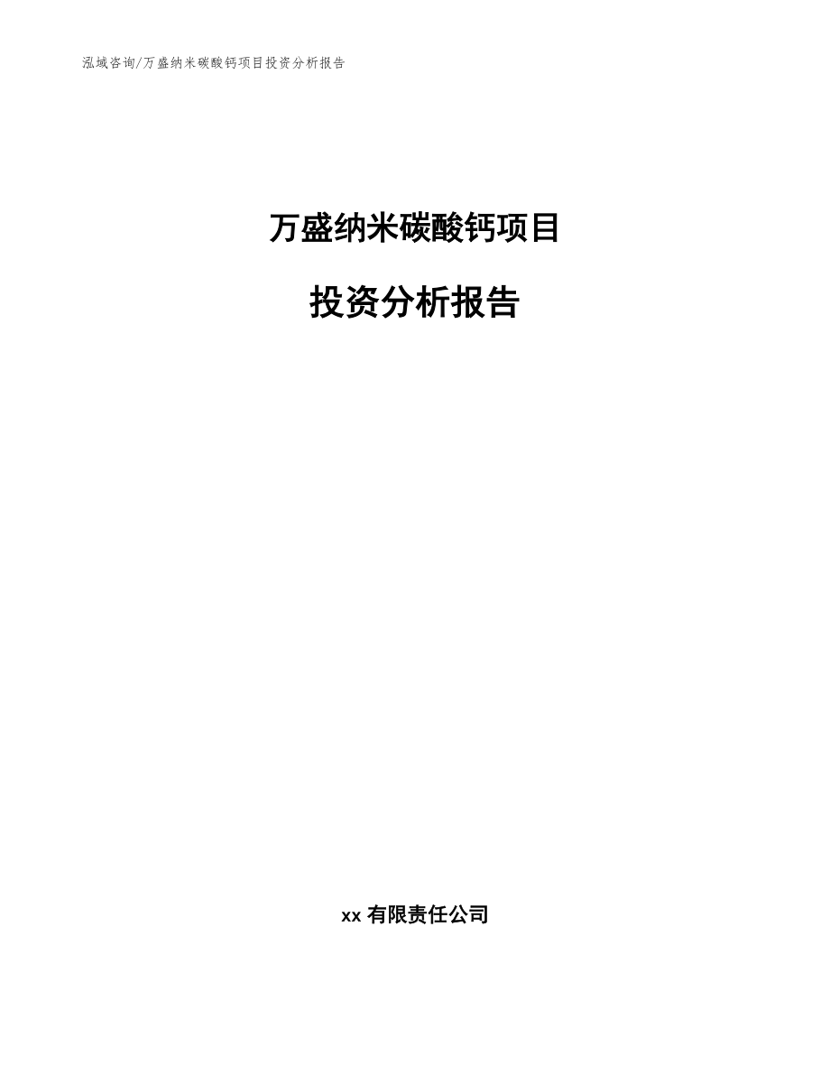 万盛纳米碳酸钙项目投资分析报告范文模板_第1页