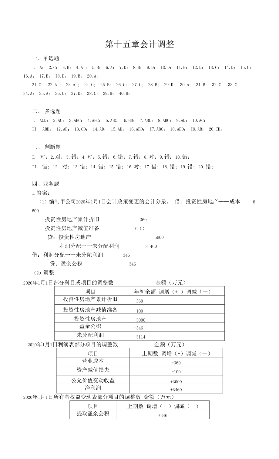 15第十五章 会计调整答案.docx_第1页