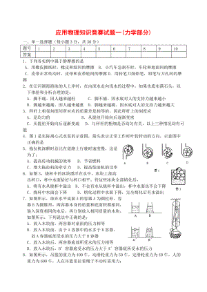 應(yīng)用物理知識(shí)競(jìng)賽 力學(xué)部分 練習(xí)