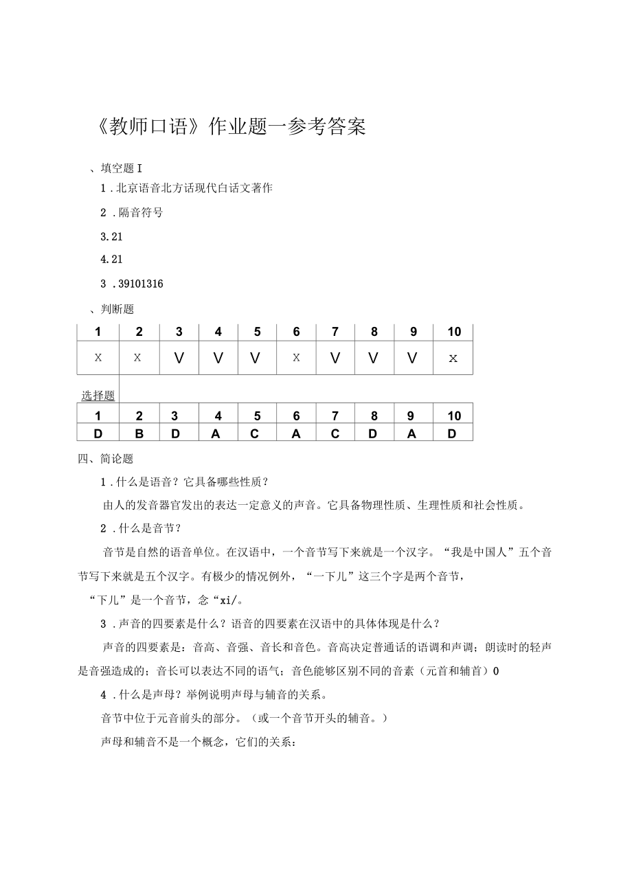 《教師口語》作業(yè)答案_第1頁