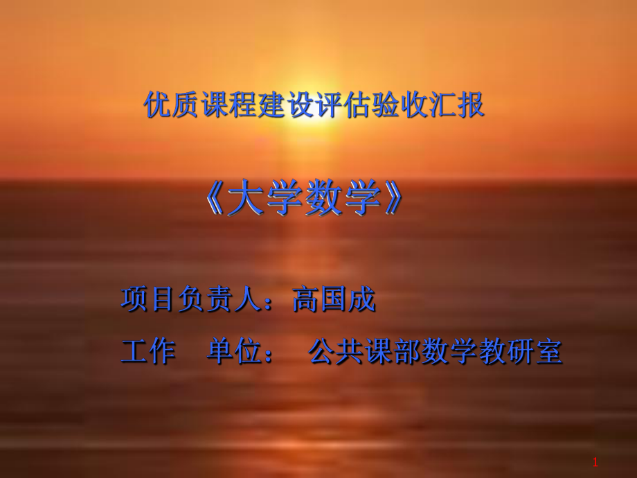 《大學(xué)數(shù)學(xué)》優(yōu)質(zhì)課程建設(shè)評(píng)估驗(yàn)收_第1頁(yè)