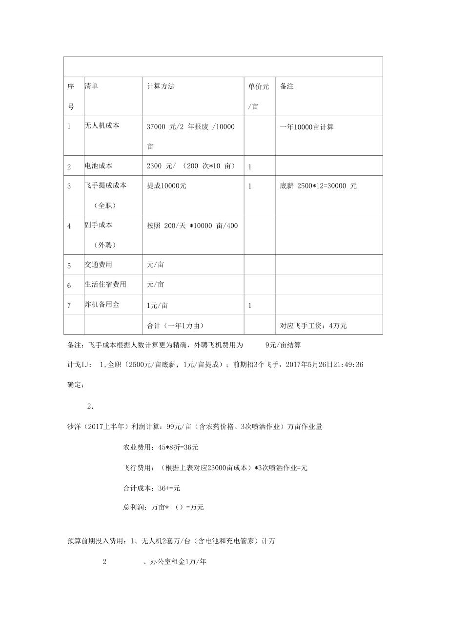 無人機(jī)項目成本分析_第1頁