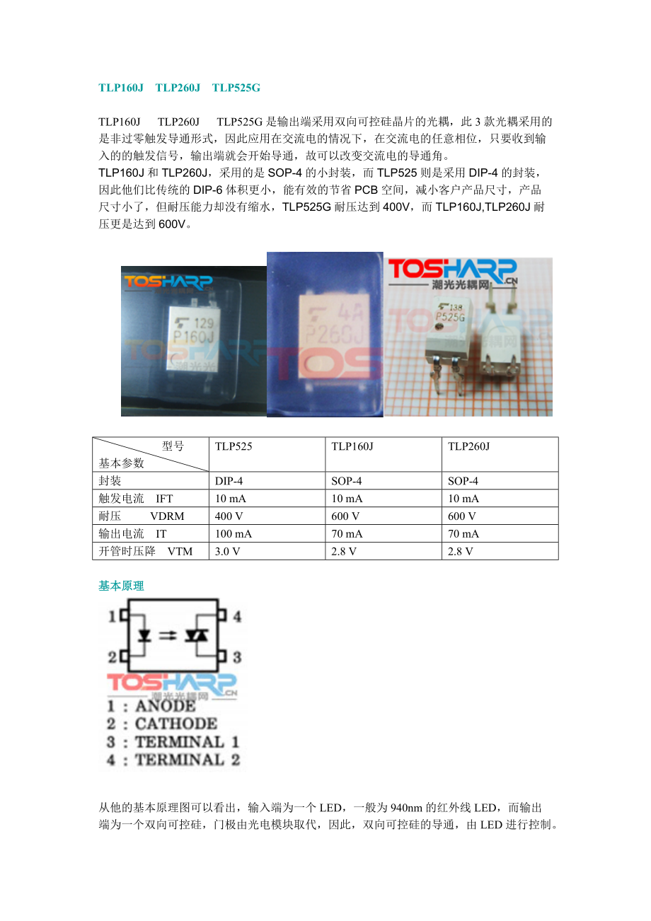 tlp16jtlp26jtlp525g雙向可控硅晶片的光耦基本原理及應用實例